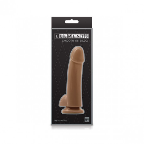 Гладкий фаллоимитатор на присоске с мошонкой Elements Smooth 4 Inch Dildo