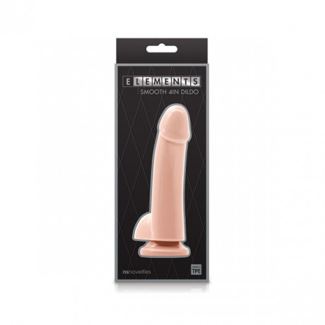 Гладкий фаллоимитатор на присоске с мошонкой Elements Smooth 4 Inch Dildo