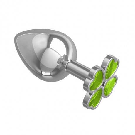 Большая металлическая анальная втулка c украшением Клевер Silver