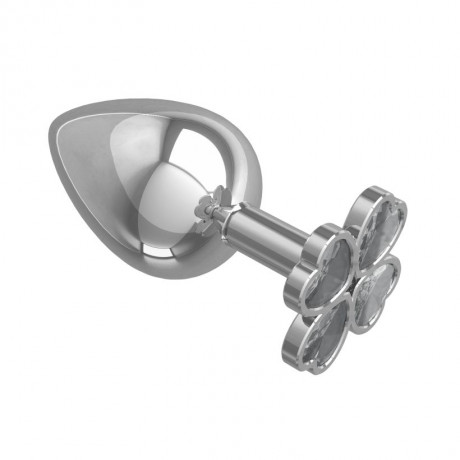 Большая металлическая анальная втулка c украшением Клевер Silver