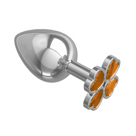 Большая металлическая анальная втулка c украшением Клевер Silver