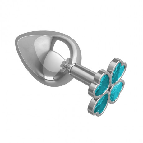 Большая металлическая анальная втулка c украшением Клевер Silver