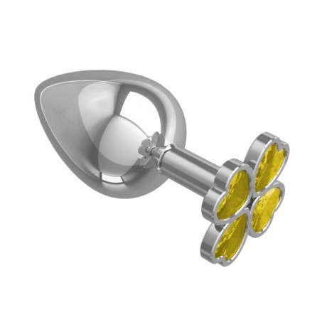 Большая металлическая анальная втулка c украшением Клевер Silver