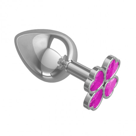 Большая металлическая анальная втулка c украшением Клевер Silver