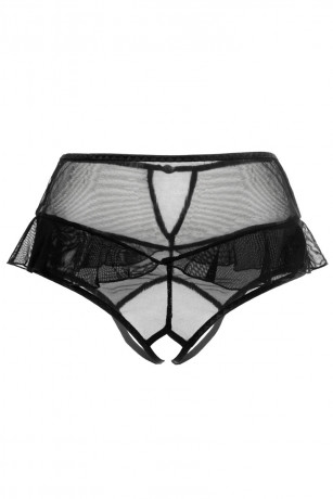 Эротические черные трусики с высокой посадкой и интимным доступом Lana