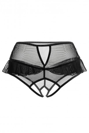 Эротические черные трусики с высокой посадкой и интимным доступом Lana