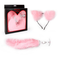 Ободок с меховыми ушками и металлическая анальная втулка с хвостом