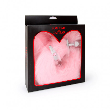 Ободок с меховыми ушками и металлическая анальная втулка с хвостом