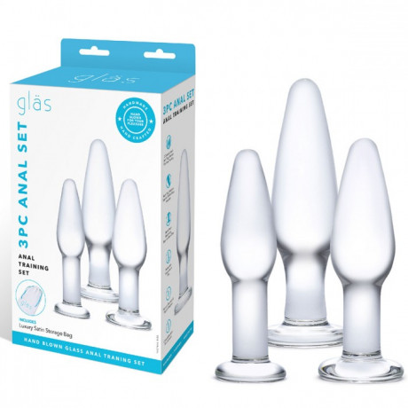 Сет из 3-х стеклянных анальных пробок разной величины Glas