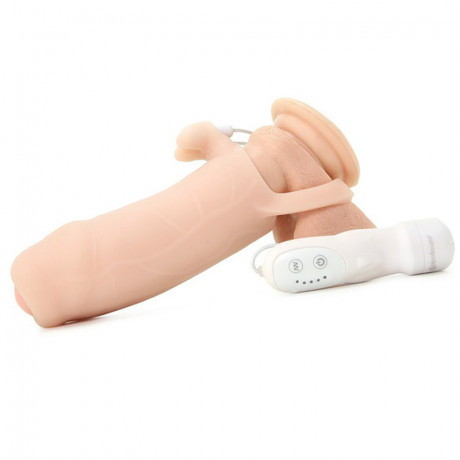 Насадка увеличитель пениса с клиторальными вибропальчиками Duo Clit Climax-Her