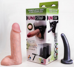 Страпон с двумя насадками UNI strap 7 Harness