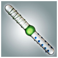 Нереалистичный двусторонний фаллоимитатор из стекла с рельефами