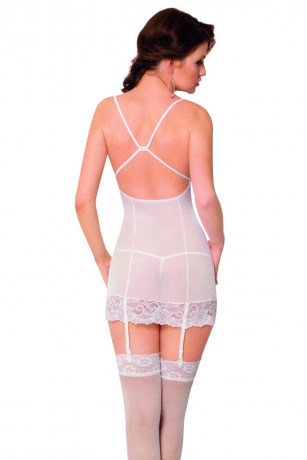 Белоснежная ночная сорочка с пажами для чулок и стринги Kate