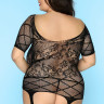 Костюм-сетка из топа с короткими рукавами и чулок с ажурным узором Kookie