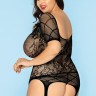 Костюм-сетка из топа с короткими рукавами и чулок с ажурным узором Kookie