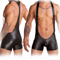 Мужской боди комбинезон с открытой грудью и спиной