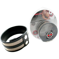 Кожаное украшение на бицепс с декором из стали