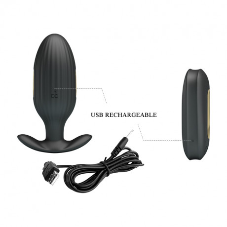 Анальная вибропробка с электростимуляцией и пультом ДУ Royal Pleasure