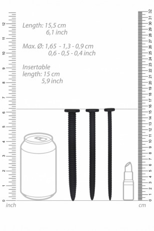 Набор из трех стимуляторов уретры Silicone Screw Plug Set