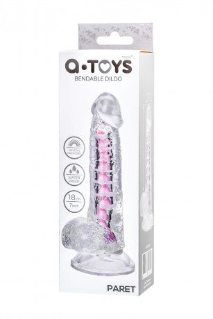 Прозрачный гибкий фаллоимитатор с мошонкой на присоске A-Toys Paret