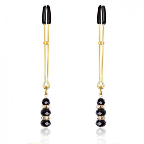 Золотистые зажимы для гениталий с украшением в виде бусинок