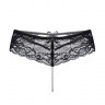 Эротические трусики черного цвета с доступом и жемчужной нитью Amy