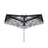 Эротические трусики черного цвета с доступом и жемчужной нитью Amy