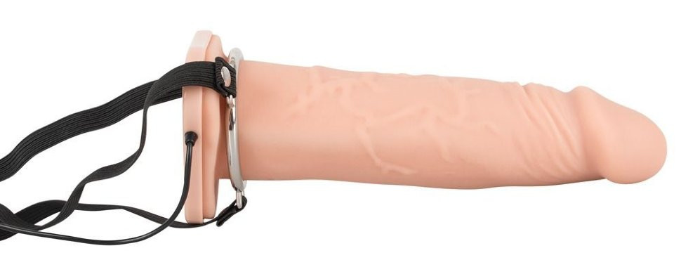 Полый вибрострапон на ремнях Vibrating Strap-On