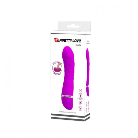 Вибратор с гладкой загнутой головкой и рельефной поверхностью Truda