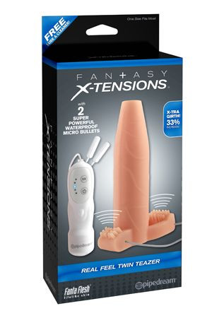 Увеличивающая вибронасадка на член Real Feel Twin Teazer