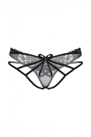 Черные кружевные трусики с доступом и углубленным верхним краем