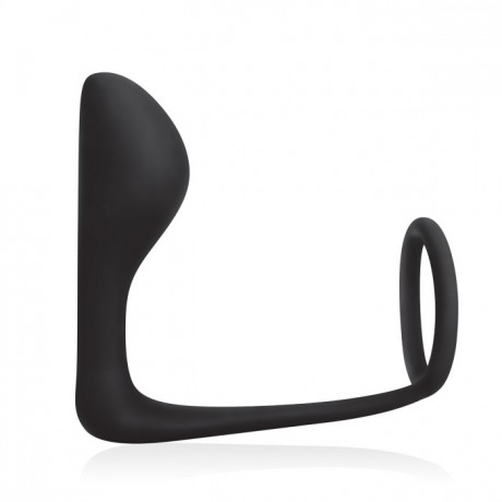 Эрекционное кольцо с анальным плагом для массажа простаты