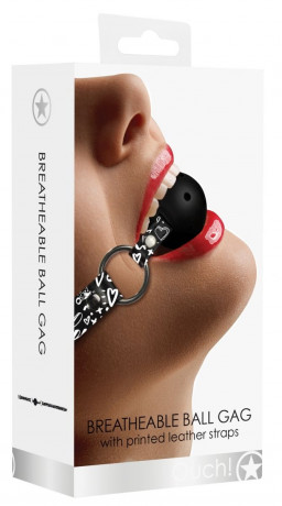 Кляп-шарик из качественной кожи с элегантной строчкой Love Street Art Fasion