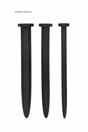 Набор из трех стимуляторов уретры из разных по диаметру гладких струн Silicone Rugged Nail Plug Set