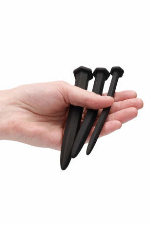 Набор из трех стимуляторов уретры из разных по диаметру гладких струн Silicone Rugged Nail Plug Set