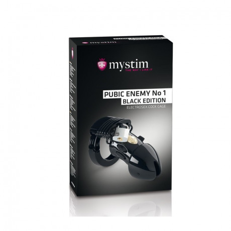 Пояс верности черного цвета Pubic Enemy с электростимуляцией приборами MyStim