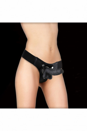 Женский ремневой страпон с кожаными трусиками Realistic 7 Inch