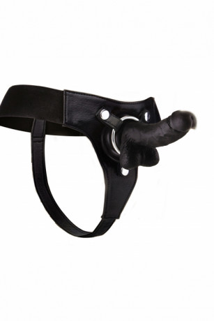 Женский ремневой страпон с кожаными трусиками Realistic 7 Inch