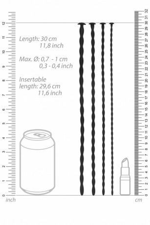 Набор из четырех стимуляторов уретры Silicone Spiral Screw Plug Set - Advanced