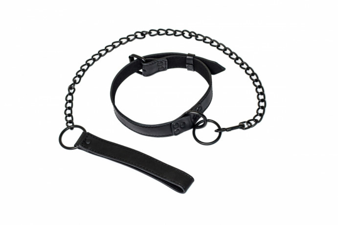Стильный черный ошейник с поводком на карабине Party Hard Sin