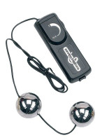 Вагинальные шарики с вибратором серебристого цвета