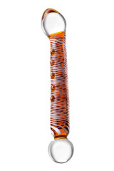 Двусторонний стеклянный фаллос с гладкими головками