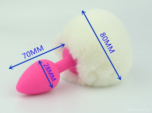 Розовая анальная пробка с пушистым хвостиком зайчика