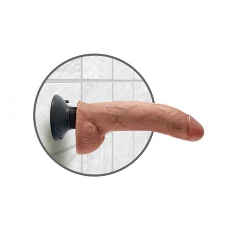 Гибкий реалистичный вибратор на присоске 3 в 1 9 Vibrating Cock with Balls 