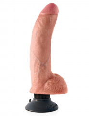 Гибкий реалистичный вибратор на присоске 3 в 1 9 Vibrating Cock with Balls