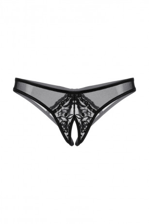 Женские трусики с доступом из тонкой сетки декорированные стразами
