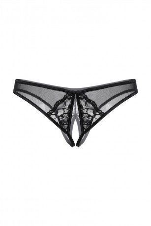 Женские трусики с доступом из тонкой сетки декорированные стразами