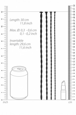 Набор из четырех стимуляторов уретры из разных по диаметру звеньев Spiral Screw Plug Set