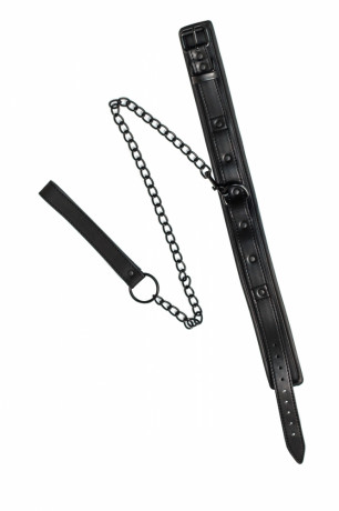 Черный БДСМ ошейник с поводком Party Hard Kinky