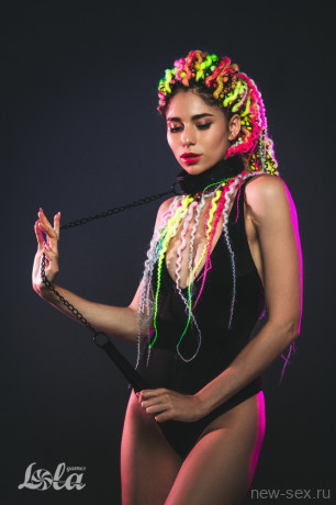 Черный БДСМ ошейник с поводком Party Hard Kinky